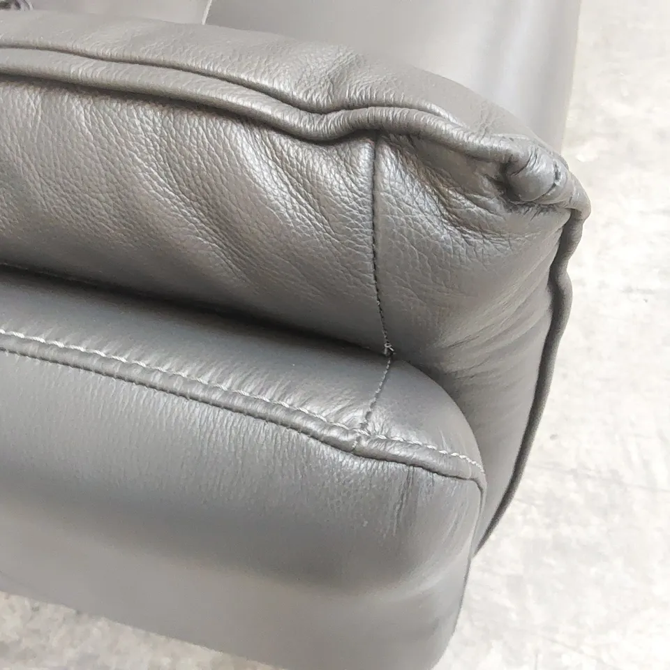 QUALITY DESIGNER ITALIAN MADE LEATHER BOLANZO ELECTRIC RECLINER SOFA - DARK GREY