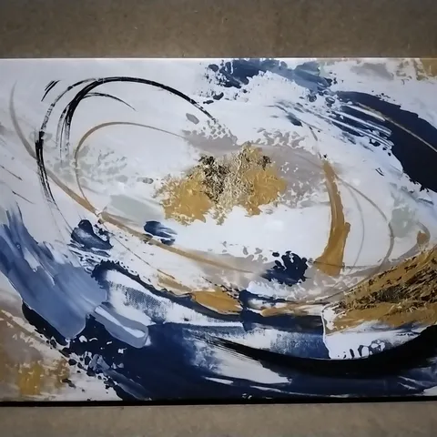 BAGGED BLUE YELLOW ABSTRACT PAINTING 