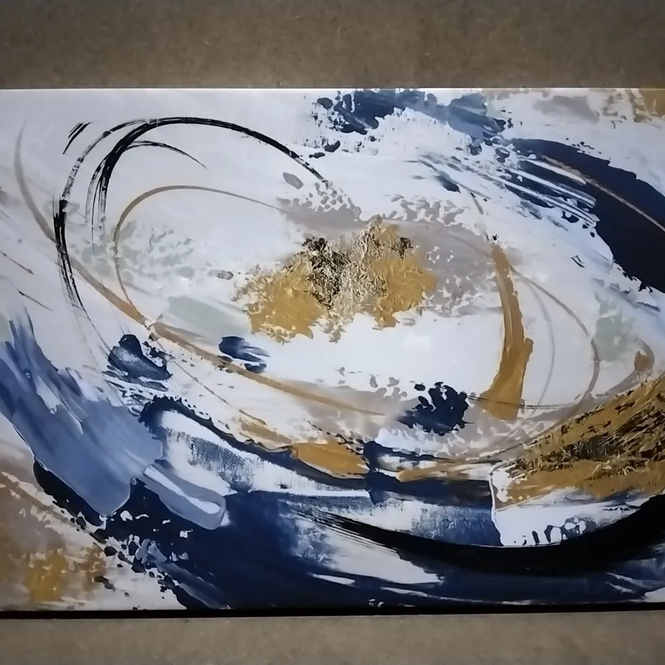 BAGGED BLUE YELLOW ABSTRACT PAINTING 