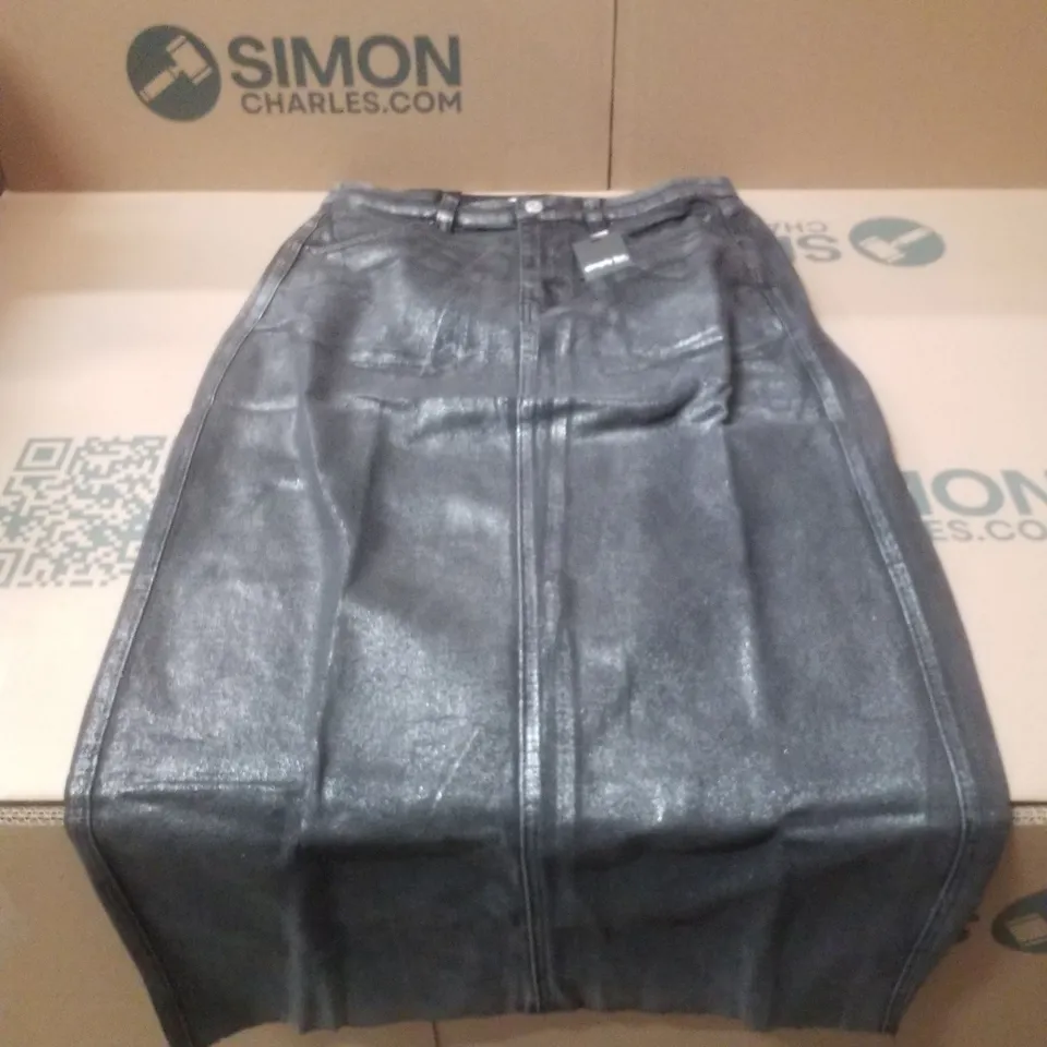 BOX CONTAINING APPROXIMATELY 16 BRAND NEW SIMPLY BE DENIM SHINY A LINE MAXI SKIRTS - SIZE 14