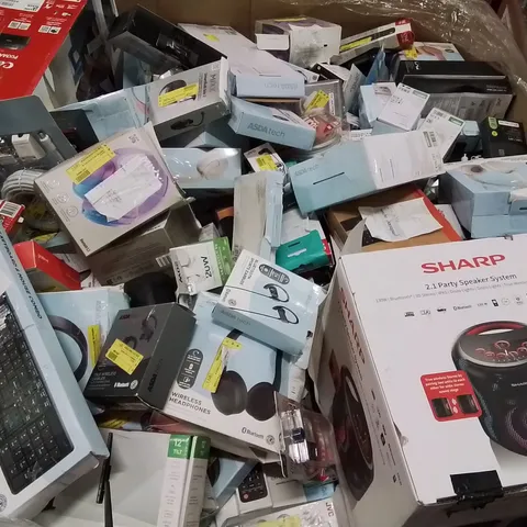 PALLET CONTAINING VERY LARGE AMOUNT OF SPEAKERS, HEADPHONES, PRINTERS AND OTHER ELECTRONIC ITEMS