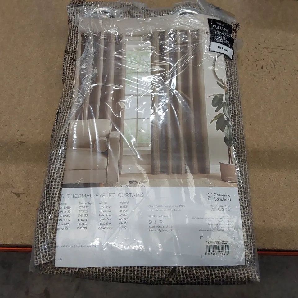 BAGGED TEXTURED THERMAL INSULATING EYELET CURTAINS // 66 X 54" (1 ITEM)