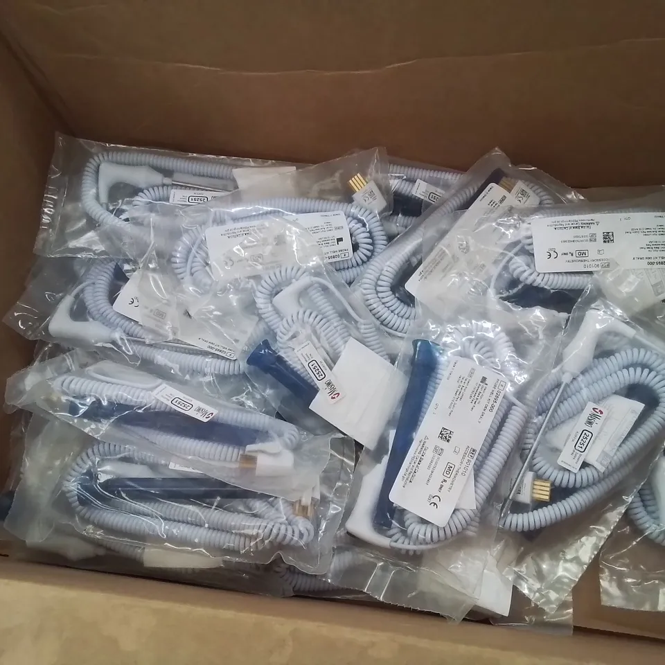 PALLET OF ASSORTED ITEMS, INCLUDING, MASIMO PATIENT HOSE ADAPTERS 4", DONWAY PATIENT RESTRAINT STRAPS, MASIMO PROBE WELL KITS, CABLES, PAPER TOWEL DISPENCERS. 