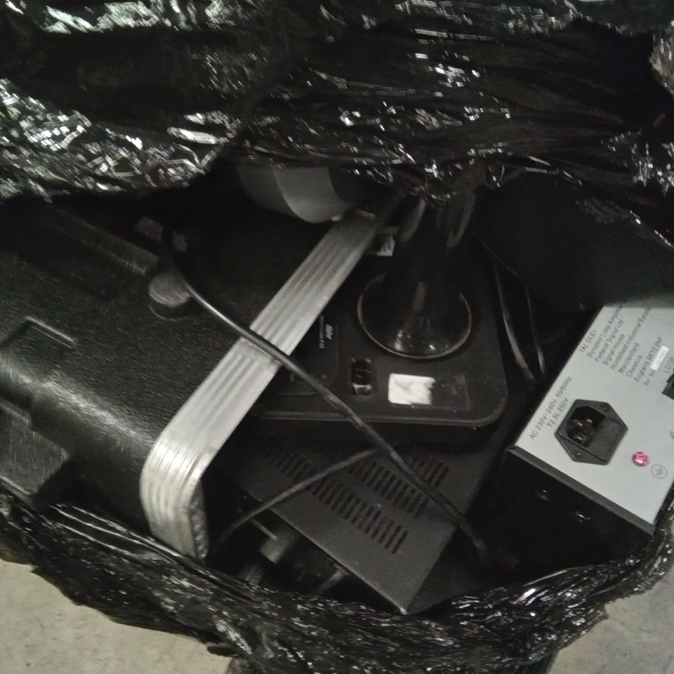 PALLET OF ASSORTED ITEMS INCLUDING POLYCOM, LAPTOP BAGS, SAMSUNG KEYBOARD, DYNAMIC LOOP AMPLIFIER SYSTEM