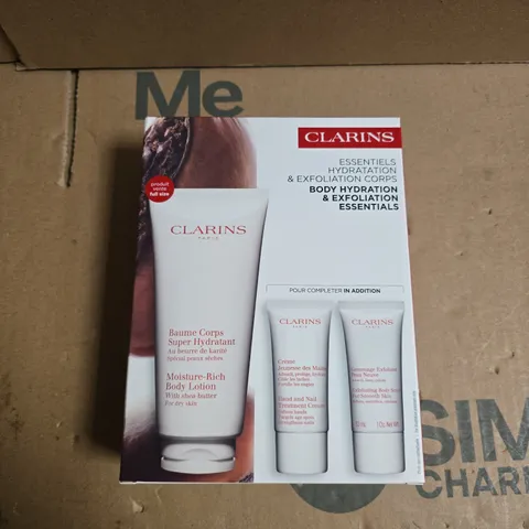 CLARINS ESSENTIALS BODY HYDRATION & EXFOLIATION KIT – BOXED SET