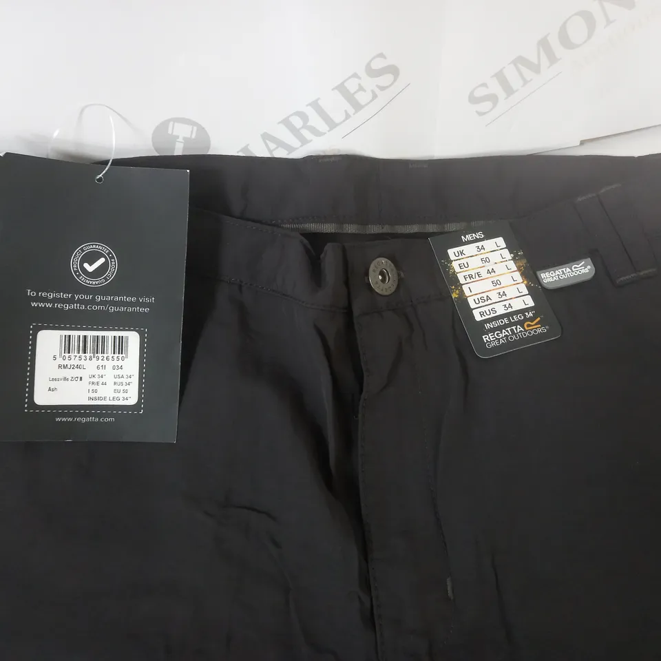 REGATTA LEESVILLE TROUSERS IN ASH - UK 34"