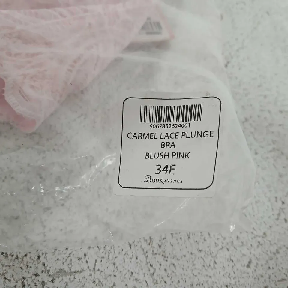 BAGGED BOUX AVENUE CARMEL LACE PLUNGE BRA – BLUSH PINK, UK 34F