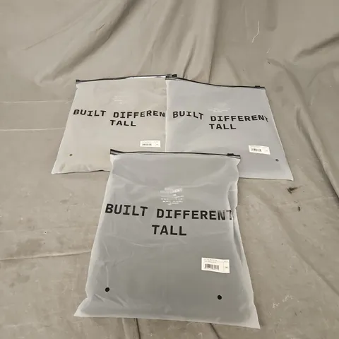 BUILT DIFFERENT TALL X3 ASSORTED CREW NECKS IN KHAKI/CARBON/BLACK SIZE 3XL