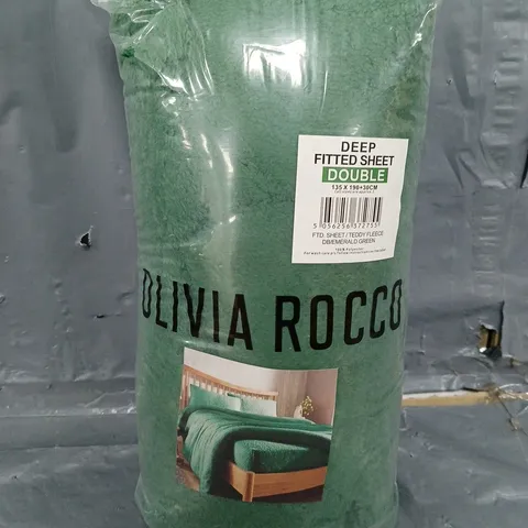 OLIVIA ROCCO DEEP FITTED SHEET IN GREEN - DOUBLE