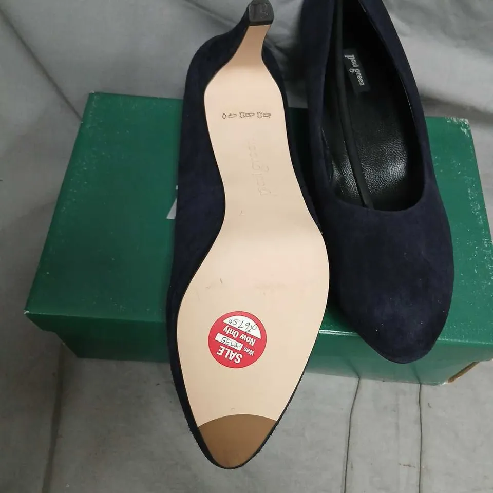 PAUL GREEN NAVY SUEDE HIGH HEEL COURT SHOES – UK 7