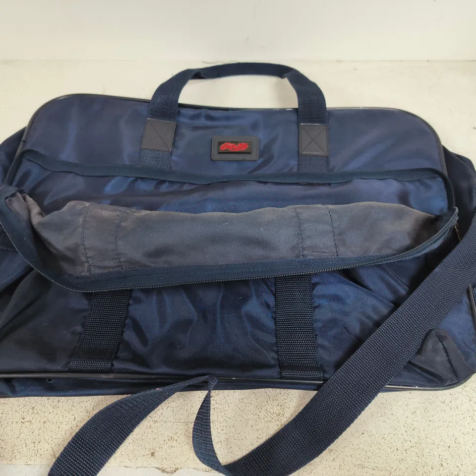 MARCO POLO NAVY FABRIC SATCHEL BAG WITH TOP HANDLES