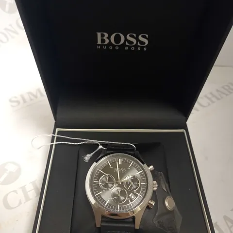 HUGO BOS METRONOME CHRONOGRAPH DIAL LEATHER STRAP WATCH