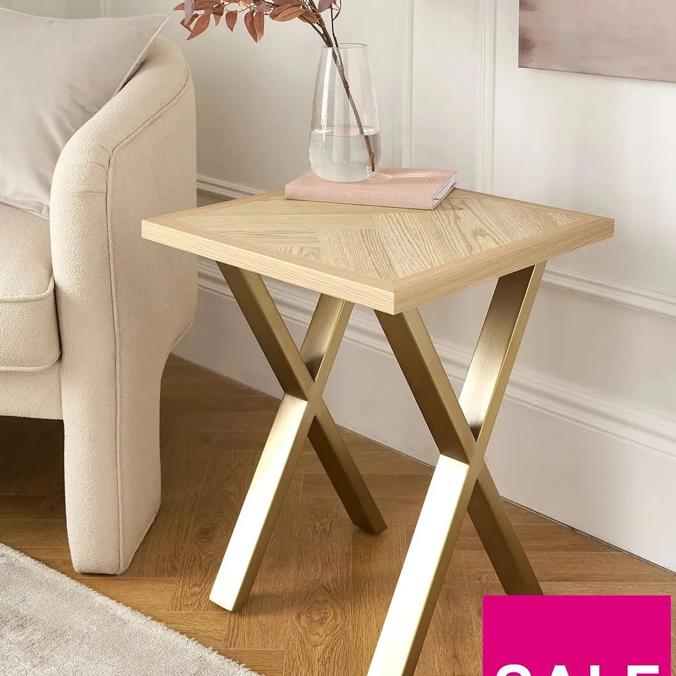 THE VERY COLLECTION KAIA SMALL SIDE TABLE - LIGHT OAK/BRASS - FSC® CERTIFIED