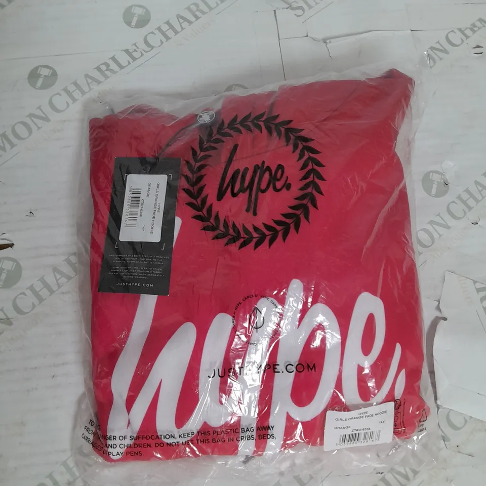 HYPE GIRLS FADE HOODIE IN PINK/ORANGE SIZE 14YRS