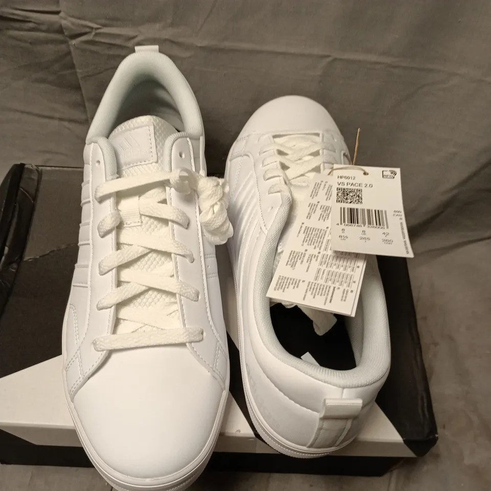 BOXED ADIDAS VS PACE 2.0 WHITE TRAINERS – UK 8 (US 8.5)