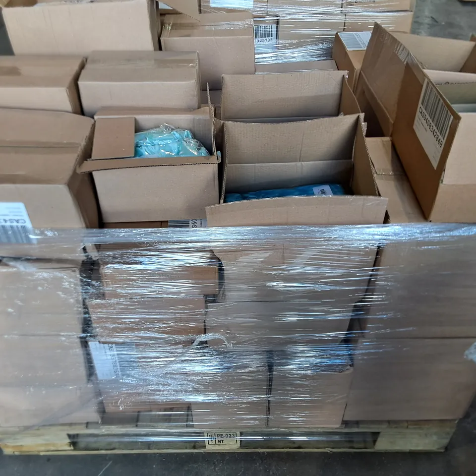 PALLET CONTAINING A LARGE QUANTITY OF ASSORTED BAGGED CLOTHING ITEMS IN VARIOUS SIZES