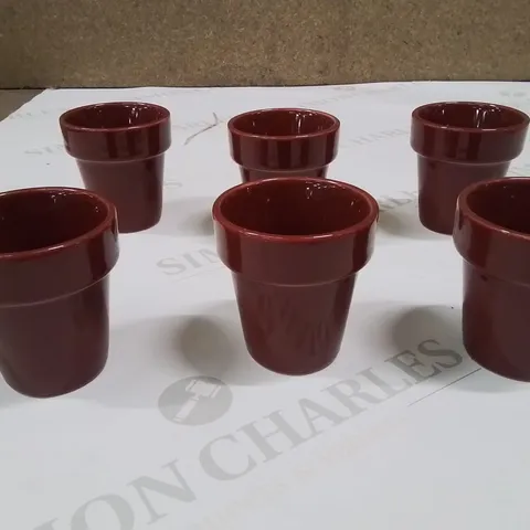BOX CONTAINING 6 MINI PORCELAIN PLANT POTS