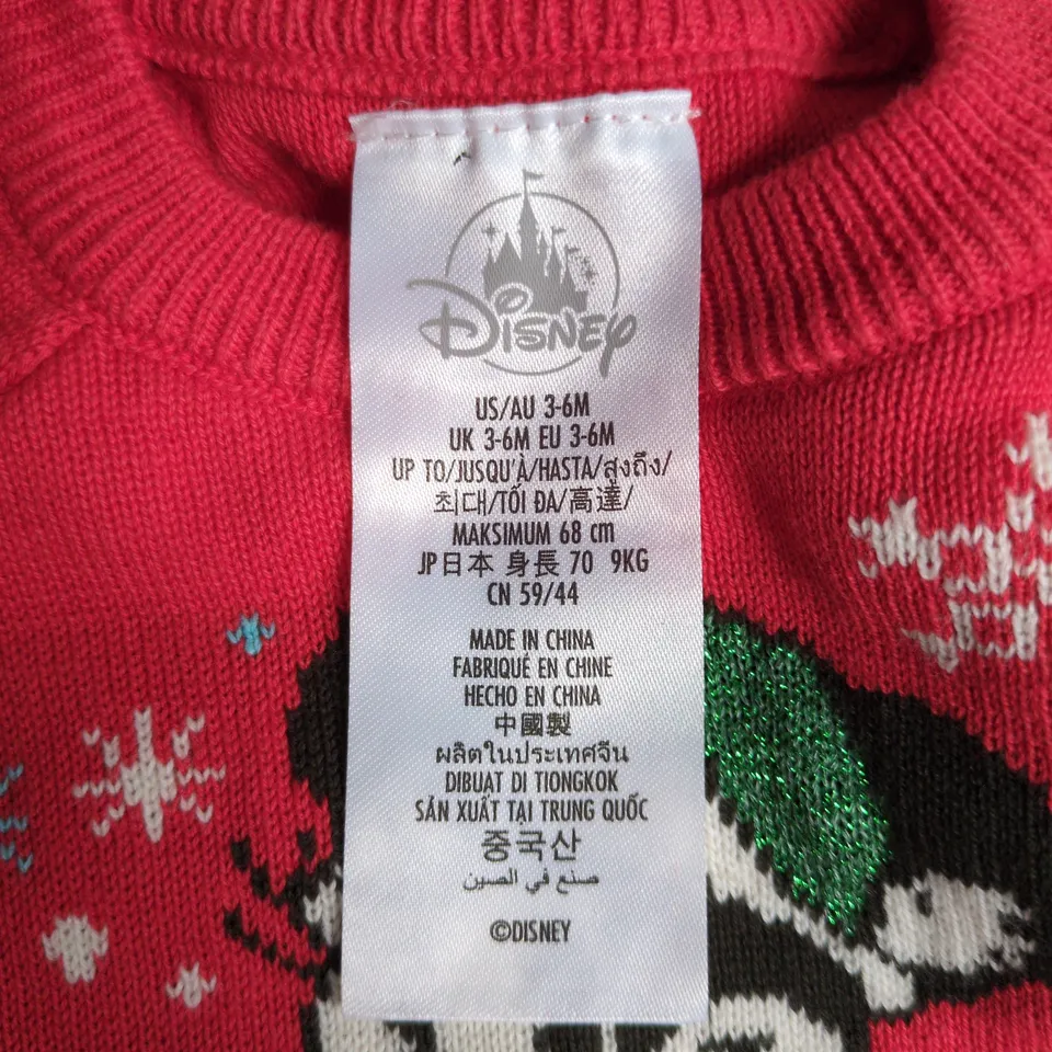 DISNEY BABY KNIT SWEATER – MICKEY MOUSE CHRISTMAS DESIGN, UK 3-6M