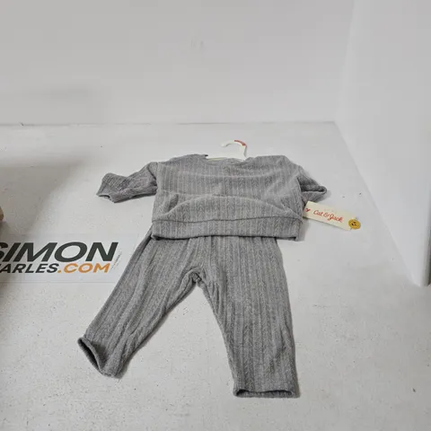 BOX OF APPROXIMATELY 12 X CAT & JACK RIBBED KNITWEAR 2PC BABY SET - GREY - SIZE 6-9M