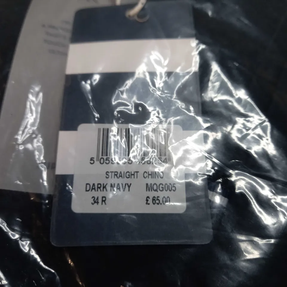 PACKAGED CREW CLOTHING COMPANY DARK NAVY STRAIGHT CHINO - SIZE 34R