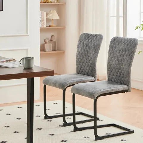 BOXED VINTAGE UPHOLSTERED SUEDE ARMLESS DINING CHAIR