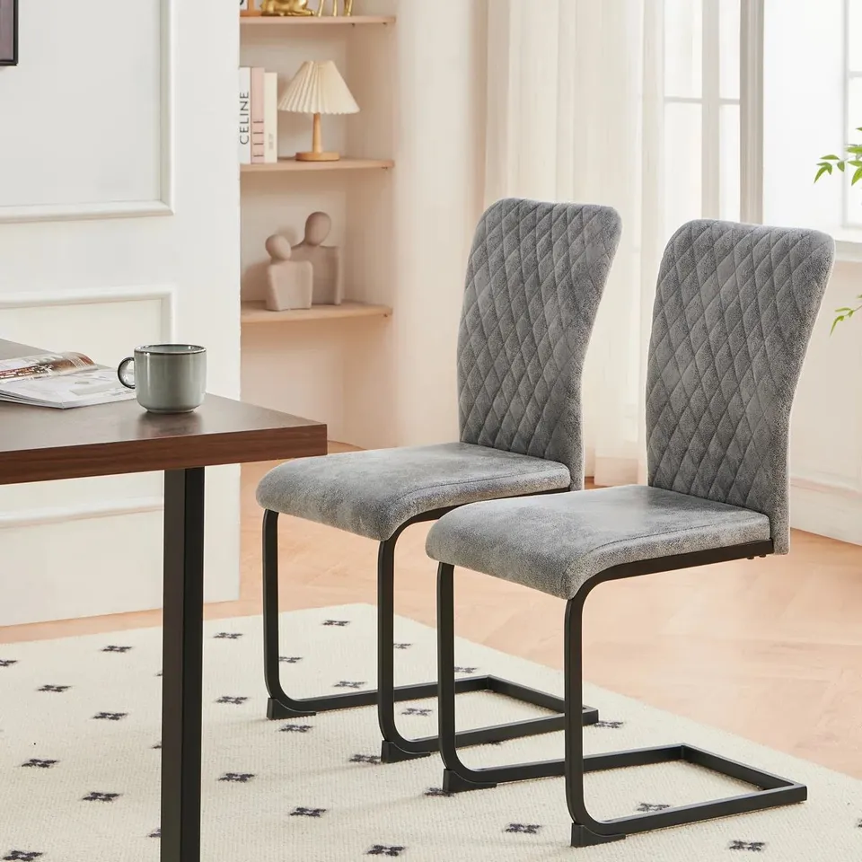 BOXED VINTAGE UPHOLSTERED SUEDE ARMLESS DINING CHAIR 