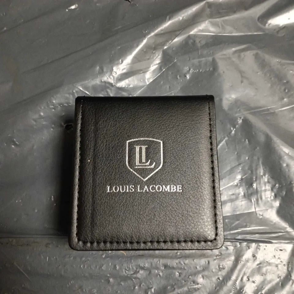 LOUIS LACOMBE WRISTWATCH – STAINLESS STEEL CASE, BLACK DIAL, BLACK RUBBER STRAP (BOXED)