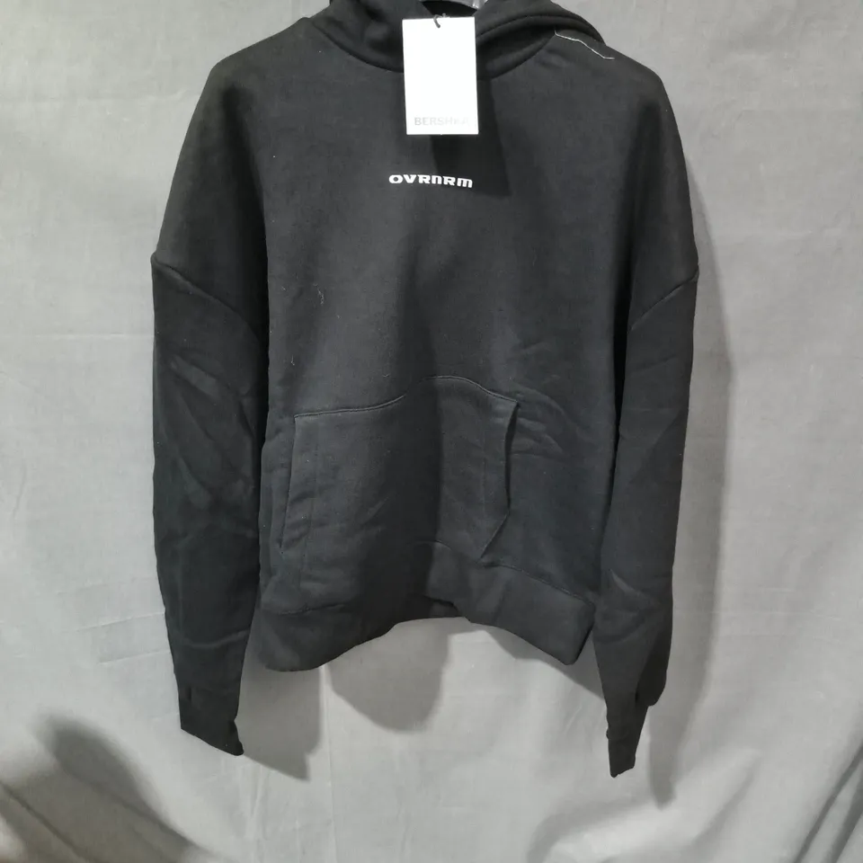 BERSHKA BLACK HOODIE – SIZE M (EU 38) WITH FRONT POCKET