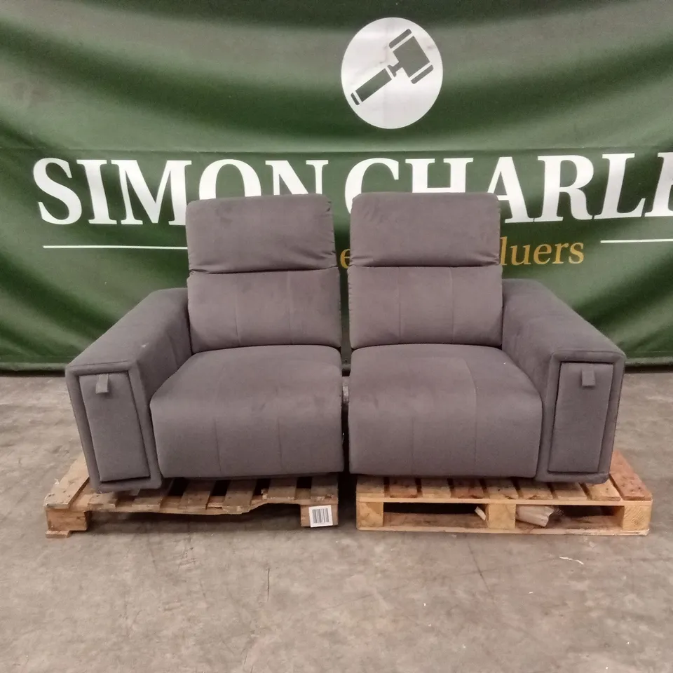 GROVE 2 SEATER FABRIC POWER ELECTRIC RECLINER WITH STORAGE - GREY RRP £1199