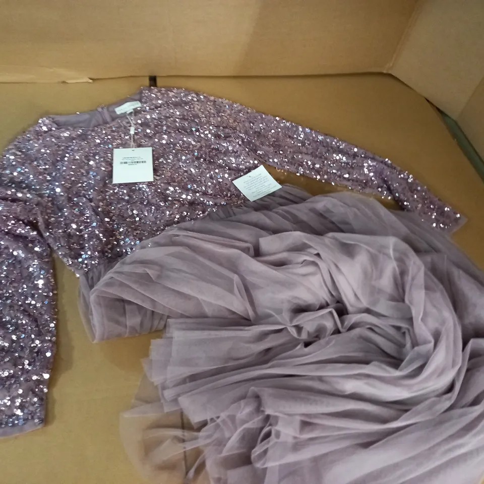 MAYA DELUXE SEQUIN MAXI DRESS IN PURPLE - 14 