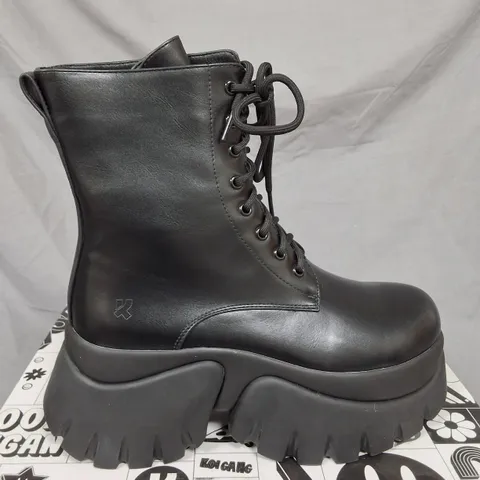 BOXED KOI RANCOR VILUN BLACK LACE UP BOOTS IN BLACK - UK6