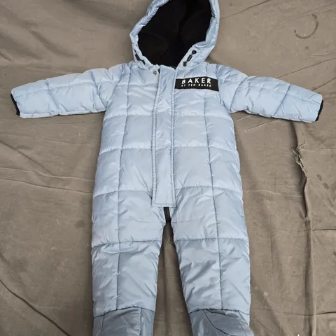 BAKER BY TED BAKER BABY SNOWSUIT – 9-12 MONTHS, LIGHT BLUE PADDED ONE-PIECE
