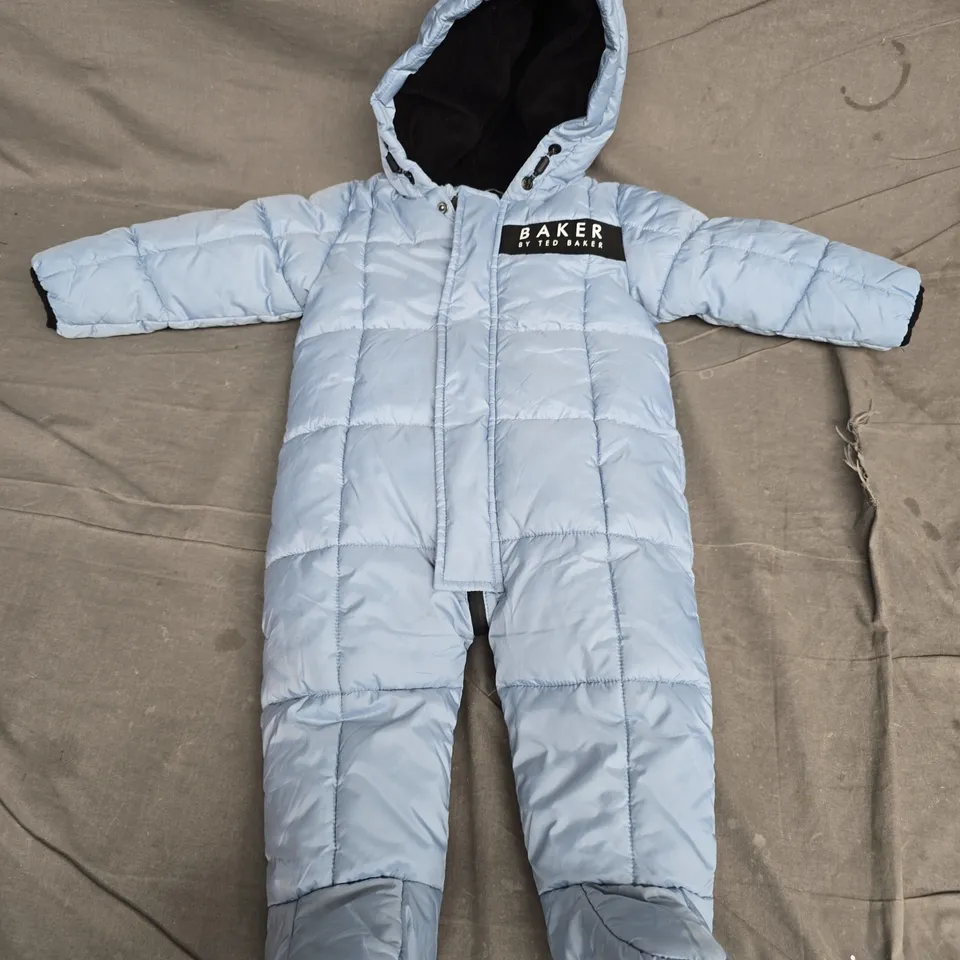 BAKER BY TED BAKER BABY SNOWSUIT – 9-12 MONTHS, LIGHT BLUE PADDED ONE-PIECE
