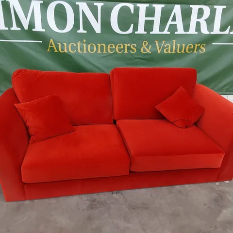 DESIGNER EMMA THREE SEATER SOFA EMMA PLAIN FIRE PLUSH FABRIC