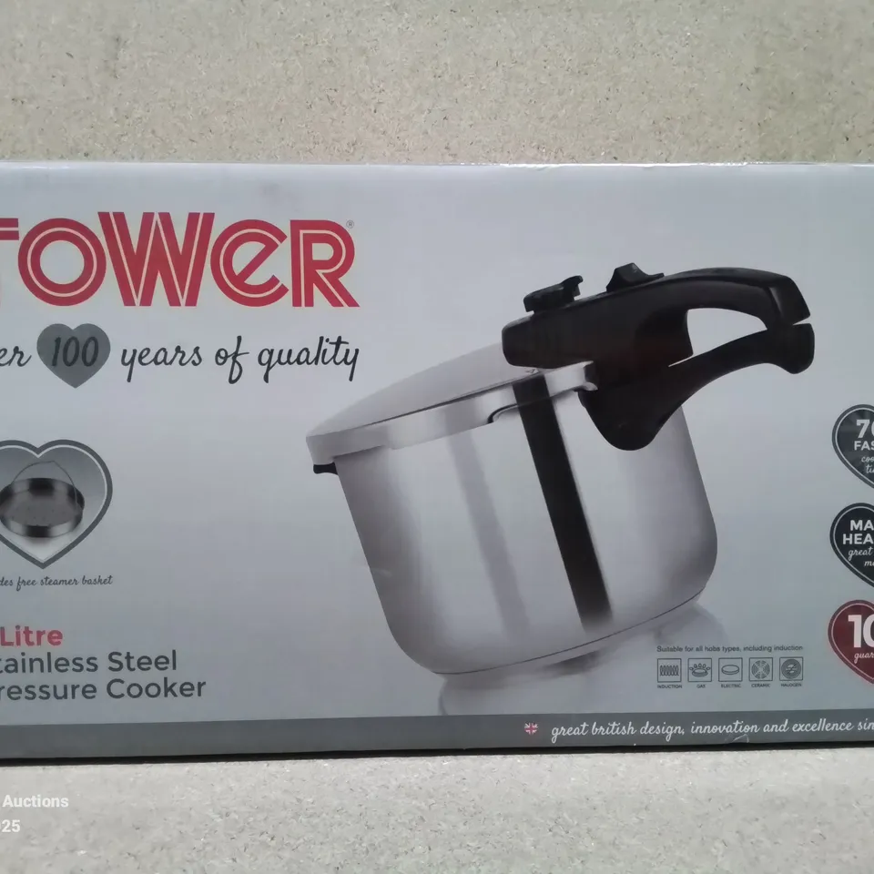 BOXED TOWER 6L STAINLESS STEEL PRESSURE COOKER