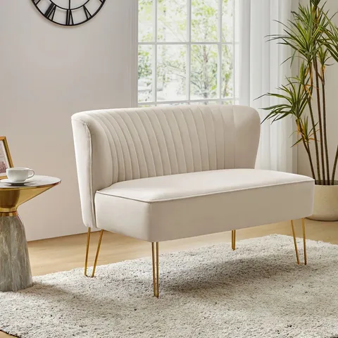 NOEMI 114CM CURVED BACK 2-SEAT LOVESEAT WITH METAL LEGS 