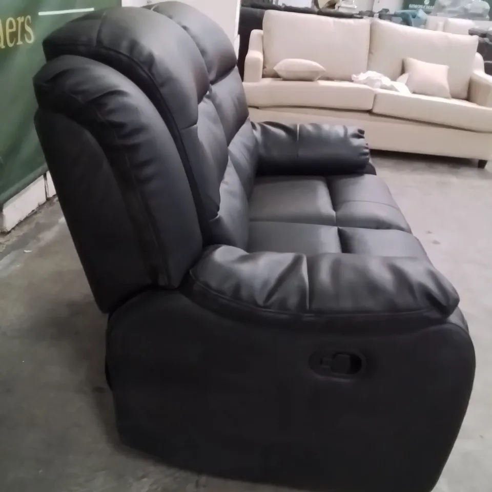QUALITY DESIGNER FAUX LEATHER BLACK 2 SEATER RECLINER SOFA