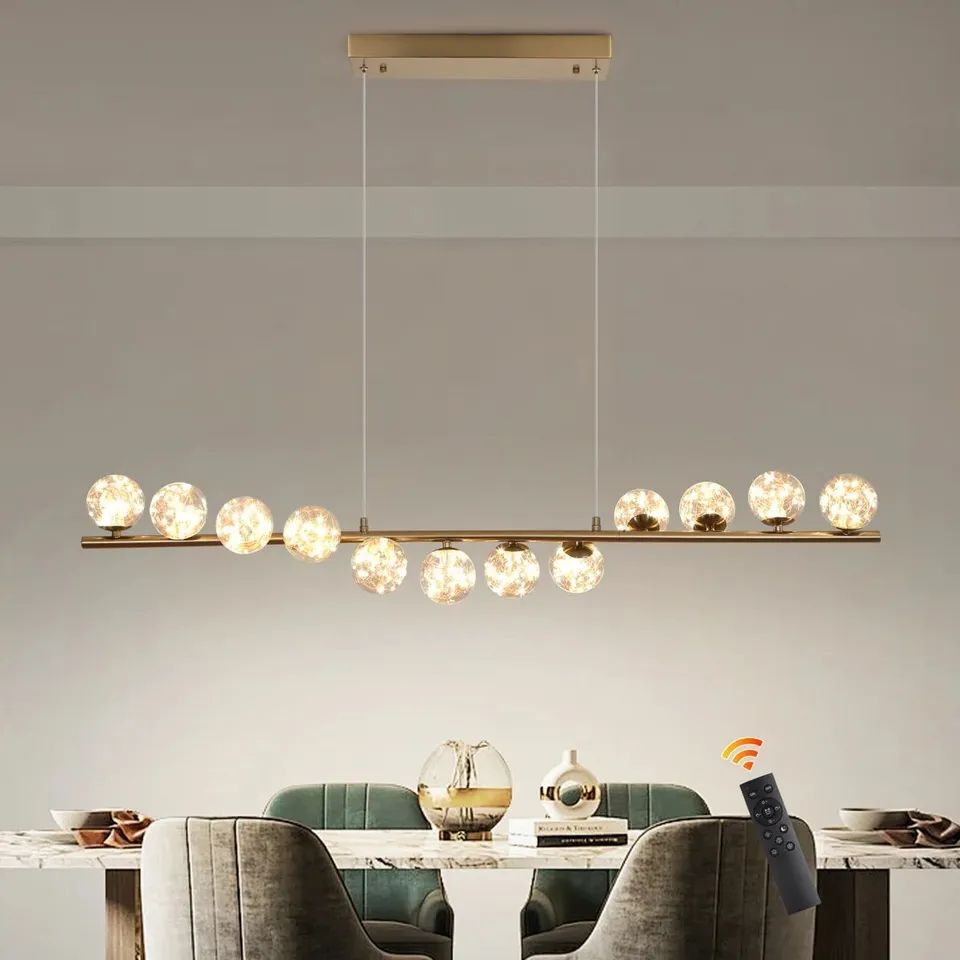 BOXED 12-LIGHT LED DIMMABLE LINEAR KITCHEN ISLAND PENDANT 