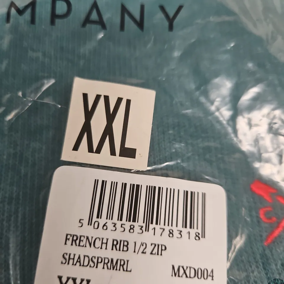 CREW CLOTHING COMPANY FRENCH RIB 1/2 ZIP KNIT TOP – TEAL – XXL UK