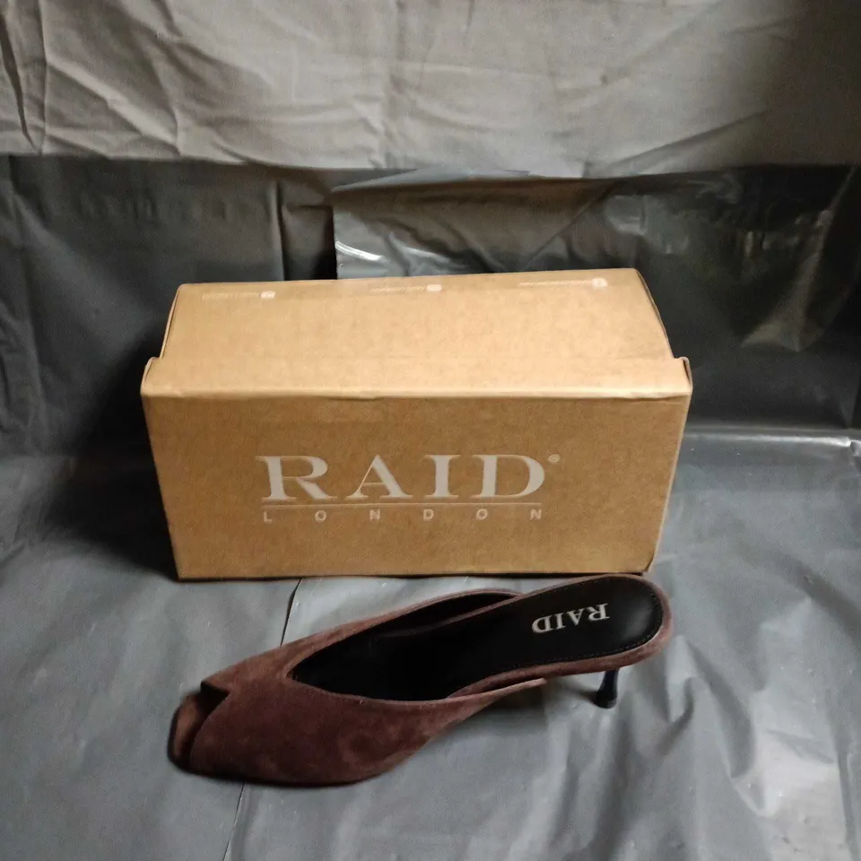 RAID LONDON BROWN SUEDE MULES – UK SIZE 6