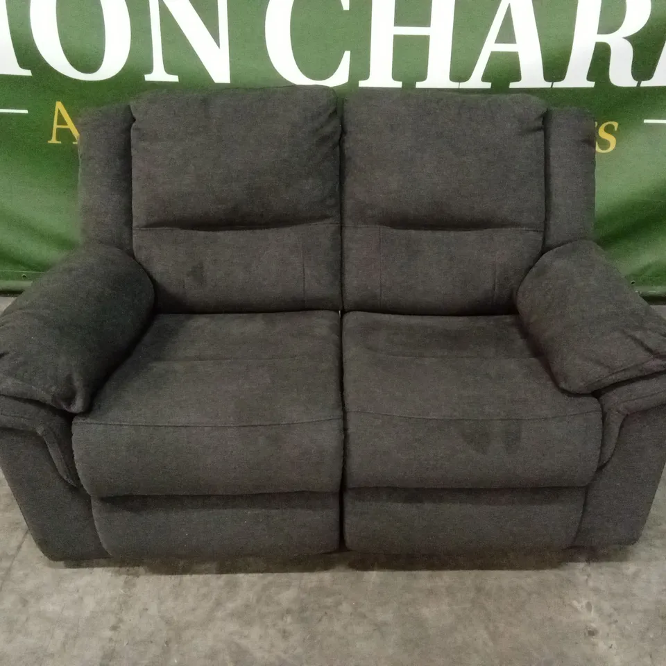 ALBION FABRIC 2 SEATER HIGH BACK MANUAL RECLINER SOFA - CHARCOAL RRP £579