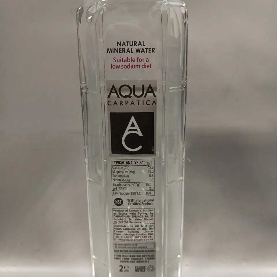 5 X SEALED AQUA CARPATICA NATURAL MINERAL WATERS - 5 X 2L - COLLECTION ONLY 