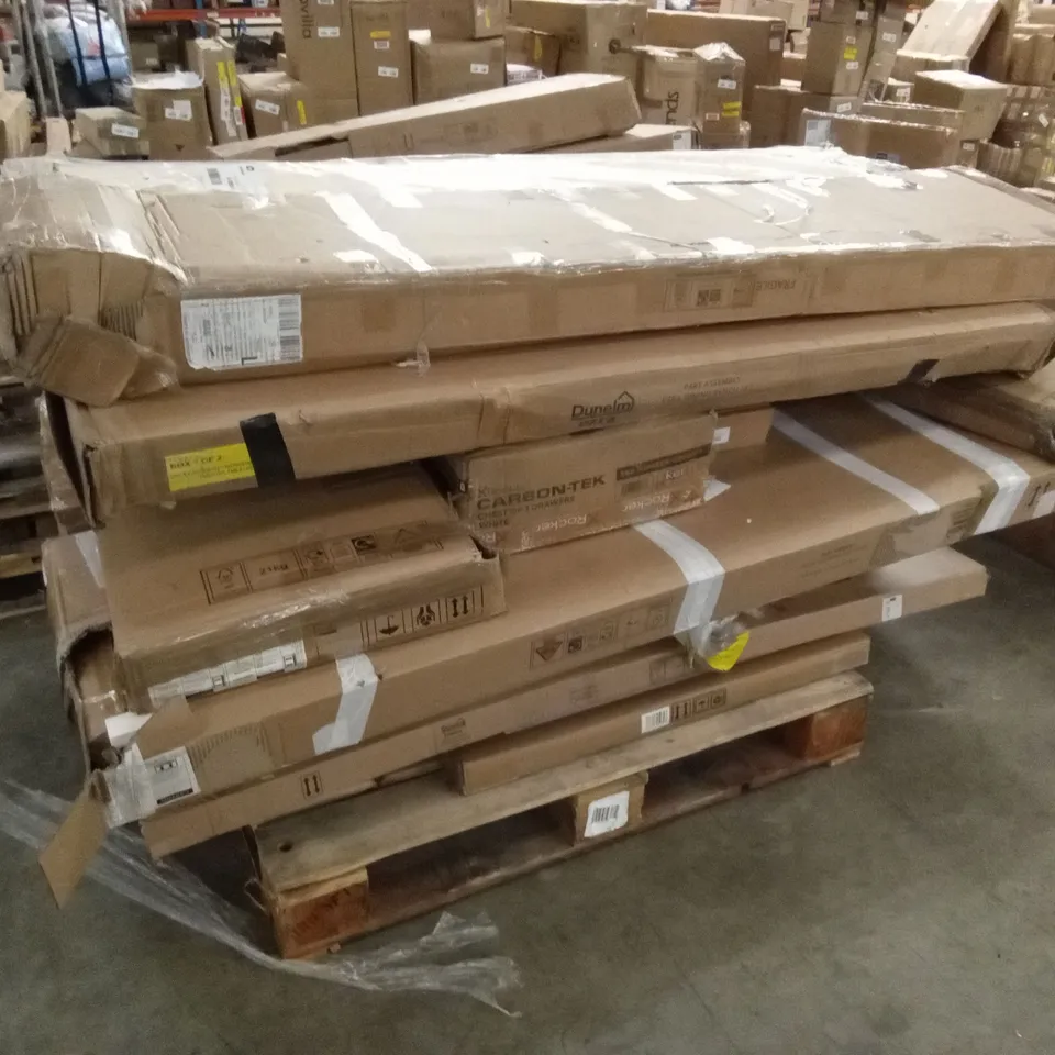 PALLET OF ASSORTED DESIGNER FURNITURE PARTS AND PIECES