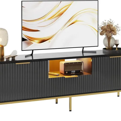 BOXED BESTIER FLUTED TV STAND FOR 55/60 INCH TVS - BLACK (1 BOX)