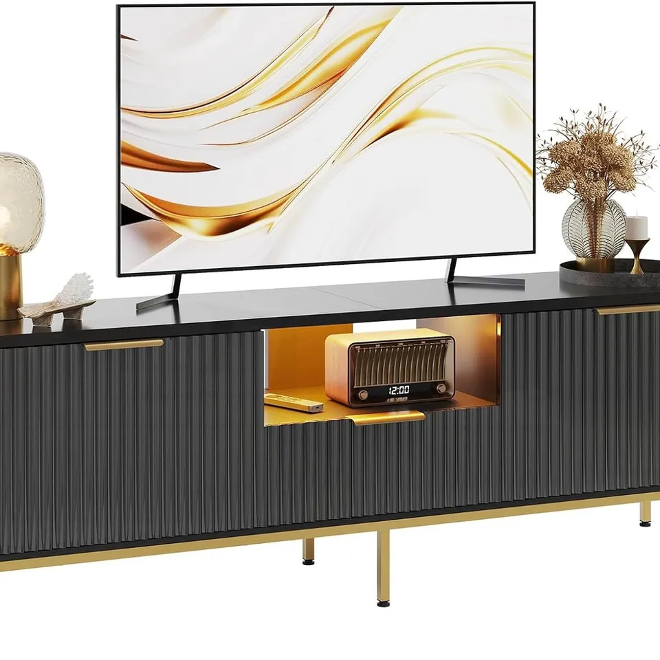 BOXED BESTIER FLUTED TV STAND FOR 55/60 INCH TVS - BLACK (1 BOX) 