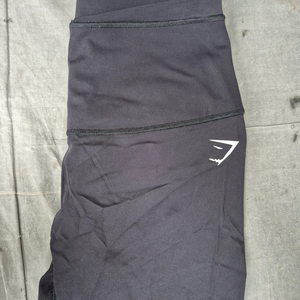 GYM SHARK MESH WAISTBAND LEGGINGS IN BLACK SIZE LARGE