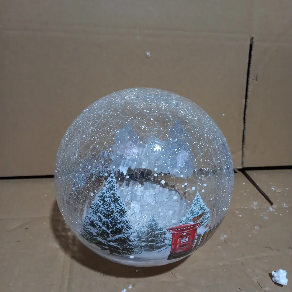 FESTIVE PRE-LIT SCENIC CRACKLE GLASS SPHERE
