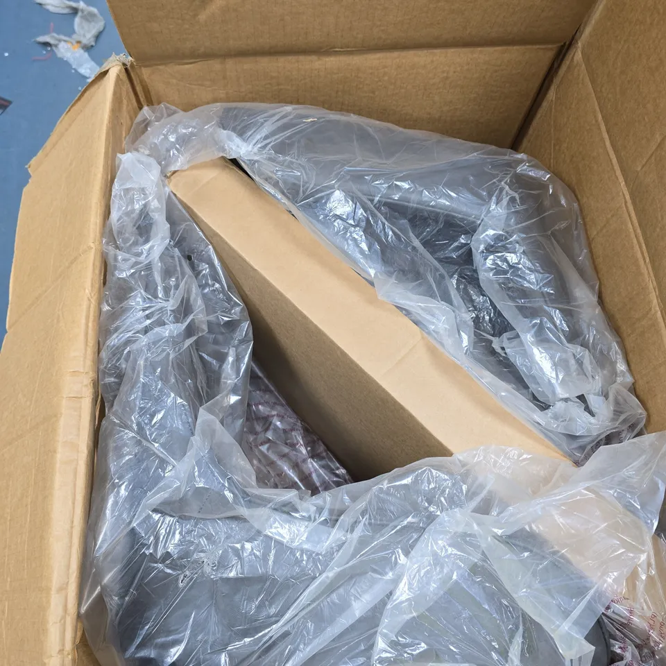 BOXED 2X BLACK BUCKET CHAIRS WITH LEGS AND BOLTS