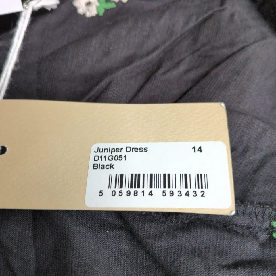 GHOST LONDON BLACK JUNIPER DRESS SIZE 14 WITH TAGS