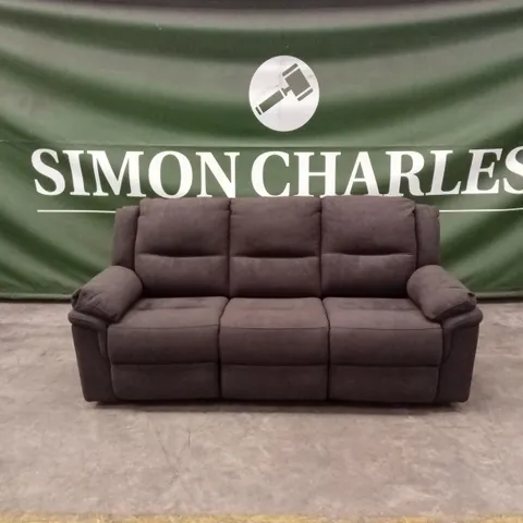 ALBION CHENILLE 3 SEATER HIGH BACK MANUAL RECLINER SOFA - CHARCOAL